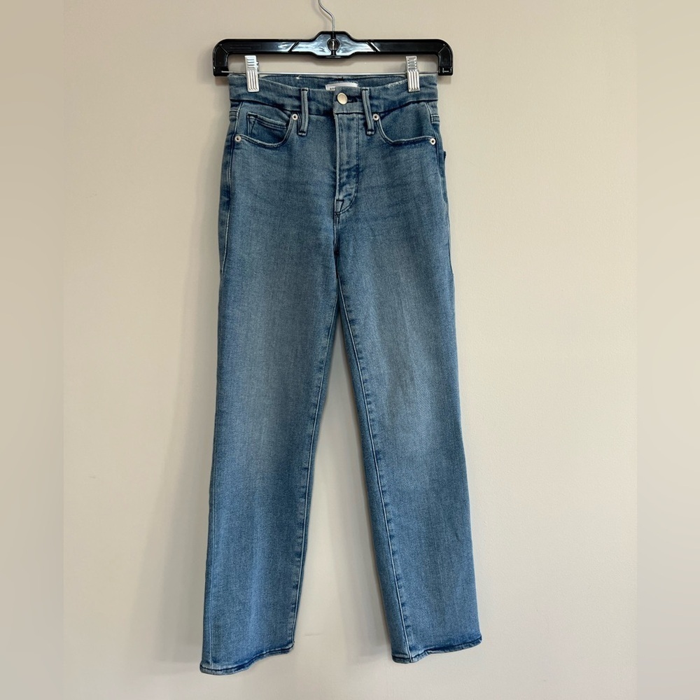 Good American Good Legs High Rise Straight Stretch Jean, Blue 449, size 24
